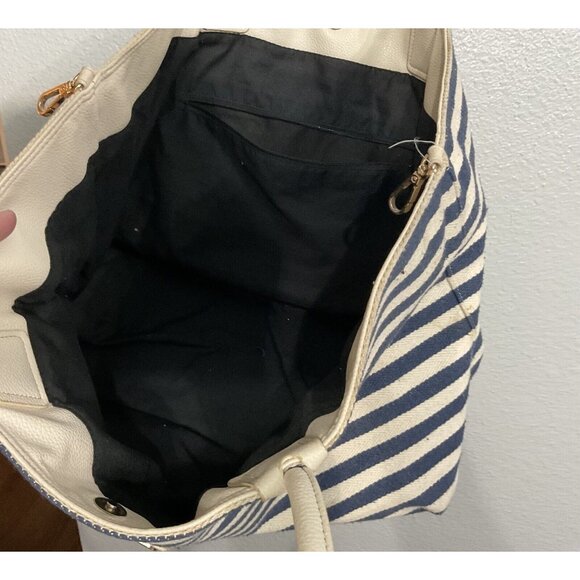 Cecil McBee Striped Canvas Beach Tote - 17x12 - Some Light Staining- See Photos - Picture 6 of 6